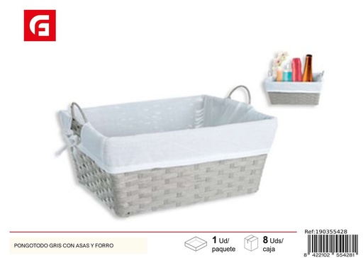 [190355428] Pongotodo gris con asas y forro - Decoración para el hogar