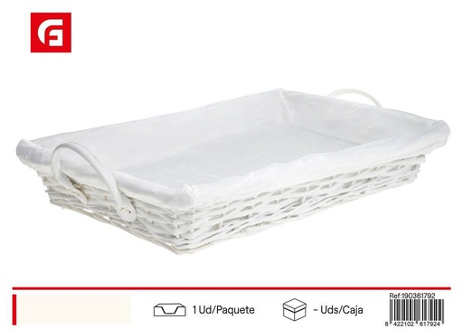 [190361792] Bandeja plana blanca con forro y asas - Decoración del hogar