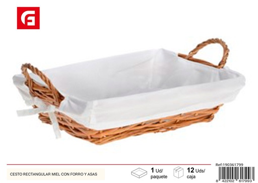 [190361799] Cesto rectangular miel con forro y asas - Decoración del hogar 