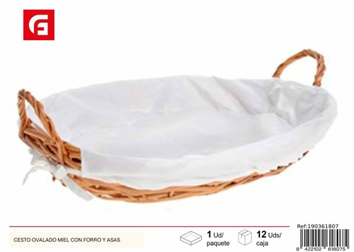 [190361807] Cesta ovalada miel con forro y asas - Decoración del hogar