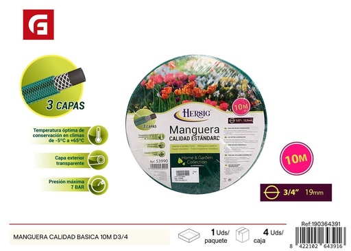 [190364391] Manguera básica para jardín 10m D3/4