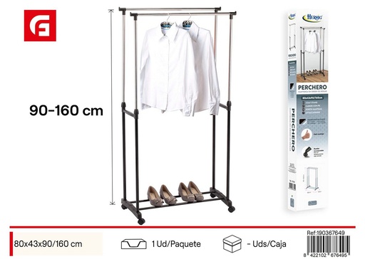 [190367649] Perchero extensible doble con ruedas - Decoración del hogar