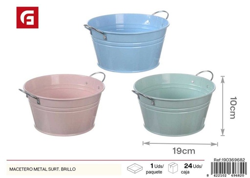[190369682] Macetero metal brillo - Decoración para el jardín