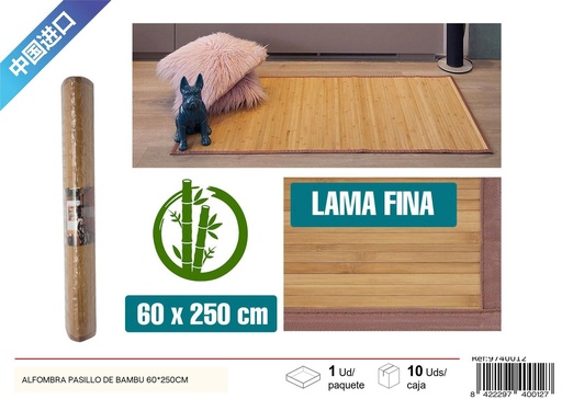 [9740012] Alfombra pasillo de bambú 60x250 cm - Decoración para el hogar