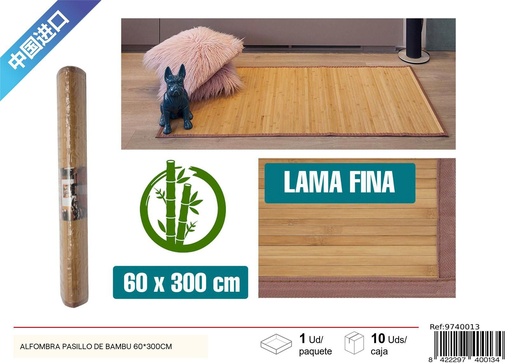 [9740013] Alfombra pasillo de bambú 60x300 cm - Decoración del hogar