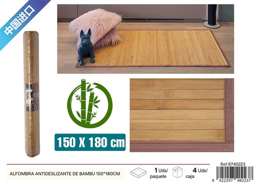 [9740223] Alfombra antideslizante de bambú 150x180cm para decoración y seguridad