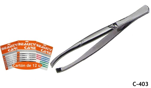 [8422608014661] Pinza depilar cromada 8 cm 12 pz - Herramientas de belleza y cuidado personal