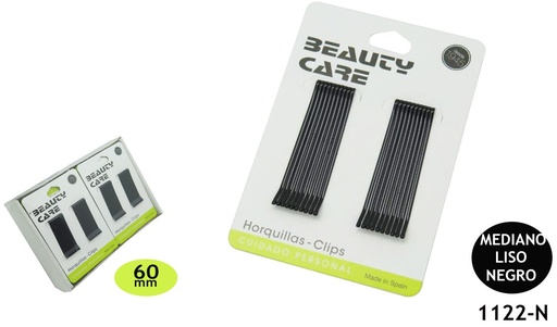 [8422608081021] Clip para el cabello 6cm liso negro 24/u