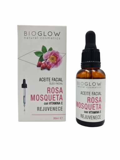 [8422828922425] Aceite facial rosa mosqueta 30ml BioGlow para cuidado de la piel
