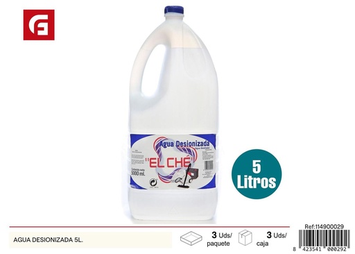 [114900029] Agua desionizada 5 L - Limpieza y mantenimiento