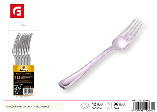 [120710166] Tenedor premium plata reutilizable 10 unidades - Cubiertos desechables