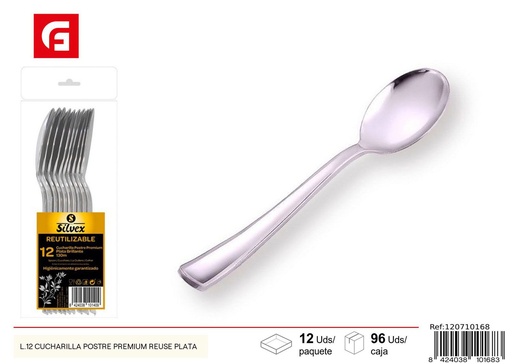 [120710168] Cucharilla de postre premium reusable plata L/12 - Cubiertos desechables