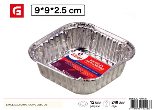 [120780427] Bandeja de aluminio desechable tocino cielo L/6 - Utensilios desechables de cocina
