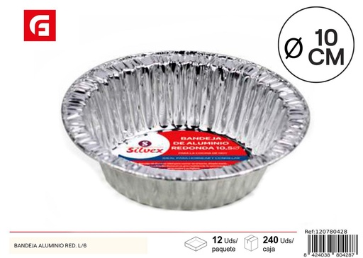 [120780428] Bandeja de aluminio redonda desechable L/6 para fiestas y eventos