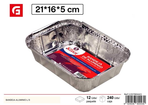 [120780443] Bandeja de aluminio L/3 - Utensilios desechables de cocina