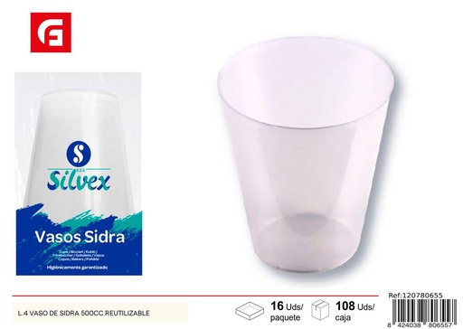 [120780655] Vaso de sidra de plástico desechable 500cc - Vasos para fiestas y eventos