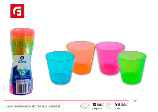 [120780701] Vaso chupito neón reutilizable para fiestas