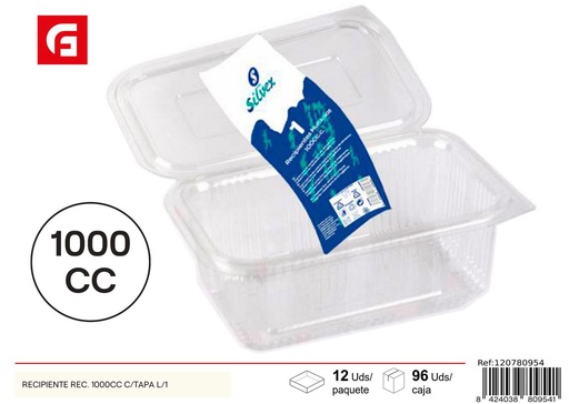 [120780954] Recipiente desechable con tapa 1000cc para alimentos y fiestas