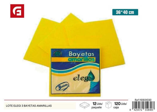 [110931030] Lote elige 3 bayetas amarillas 36x40cm - Productos de limpieza