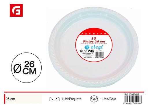 [110980016] Plato desechable 26cm 10ud blanco - Vajilla desechable