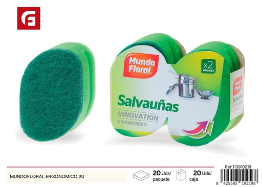 [113910219] Esponja ergonómica Mundofloral 2 unidades para limpieza del hogar