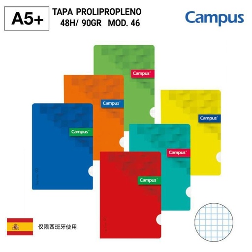 [A001023] Libreta grapada A5+ 48 hojas 90gr Mod.46 para notas y apuntes