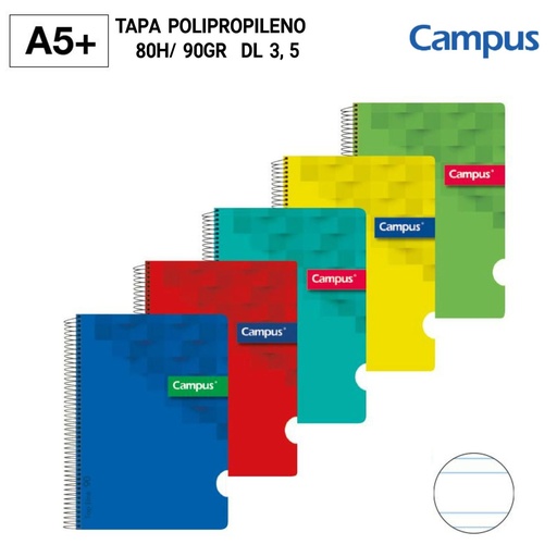 [A001048] BLOC ESPIRAL A5+ 80H/ 90GR DL 3.5 - Papelería 