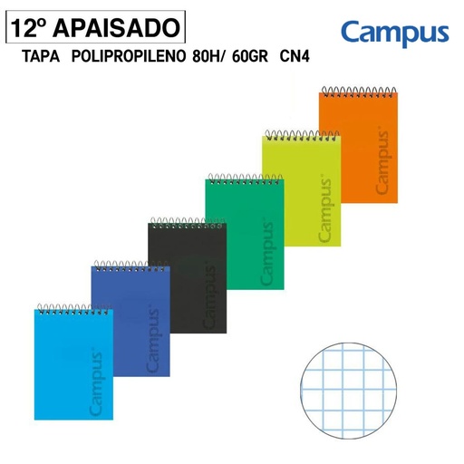 [A001042] Bloc espiral apaisado 12º 80h/60gr CN4 con tapa PP