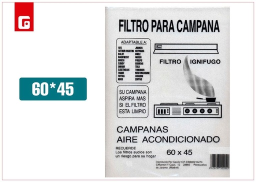 [140510099] Filtro de campana papel 60cm 1u para extractor de cocina