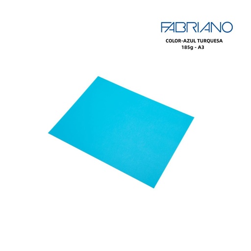 [A000335] Papel Fabriano A3 185g color azul turquesa - Papelería de marca