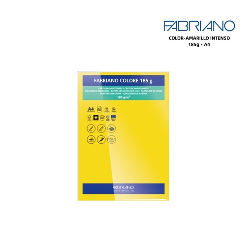 [A000300] Papeles FABRIANO A4 185g color amarillo intenso - Papelería y manualidades