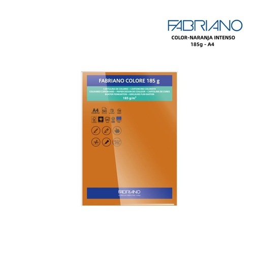 [A000301] Papeles FABRIANO A4 185g color naranja intenso - Papelería y manualidades