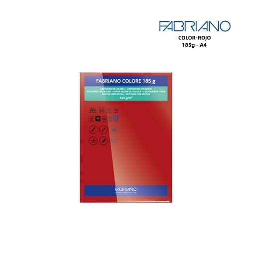 [A000302] Papeles FABRIANO A4 185g color rojo - Papelería y manualidades