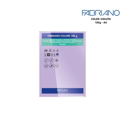 [A000307] Papeles FABRIANO A4 185g color violeta - Papelería y manualidades