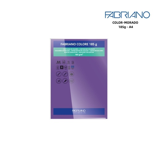 [A000308] Papeles FABRIANO A4 185g color morado - Papelería y manualidades