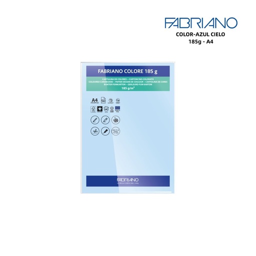 [A000309] Papeles FABRIANO A4 185g color azul cielo - Papelería y manualidades
