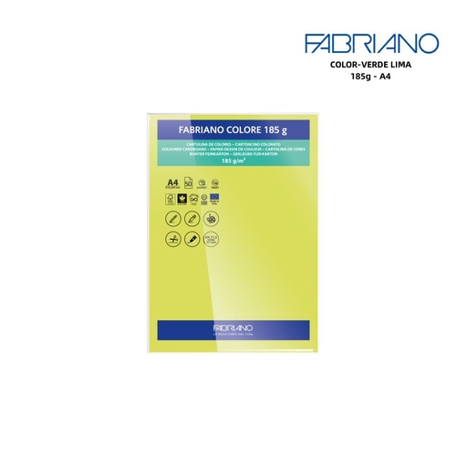 [A000313] Papeles FABRIANO A4 185g color verde lima - Papelería y manualidades