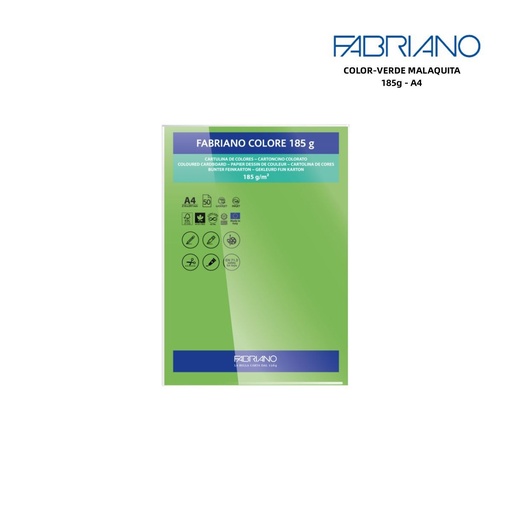 [A000314] Papeles FABRIANO A4 185g color verde malaquita - Papelería y manualidades