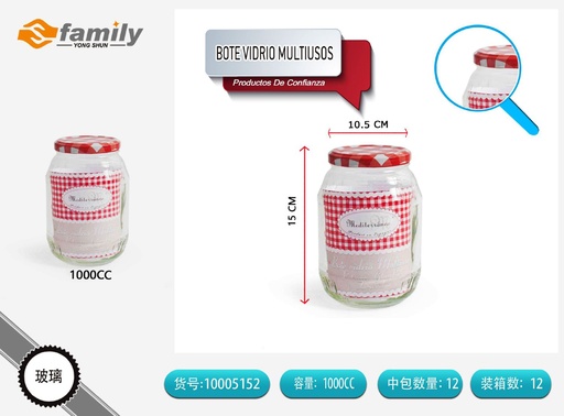 [10005152] Bote de vidrio multiusos 1000cc para almacenamiento de cocina