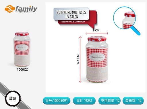 [10005091] Bote de vidrio multiusos 1000cc 1/4 galón