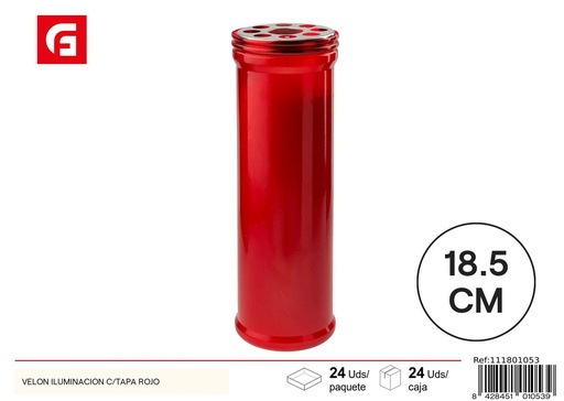 [111801053] Vela de iluminación con tapa roja para decoración