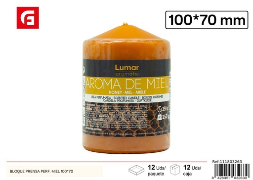 [111803263] Vela perfumada de bloque prensado aroma miel 100x70 para decoración y ambientación