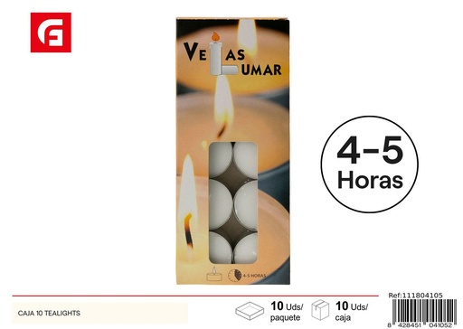 [111804105] Caja con 10 velas tealights para iluminación y decoración