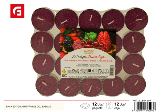 [111804207] Pack de 20 velas tealight frutas del bosque - Velas aromáticas