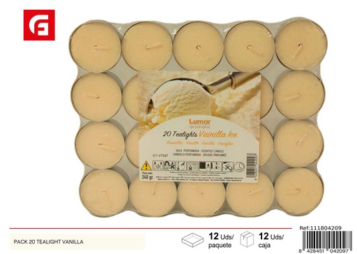 [111804209] Pack de 20 velas tealight de vainilla - Velas aromáticas