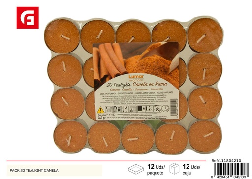 [111804210] Pack de 20 velas tealight de canela - Velas aromáticas