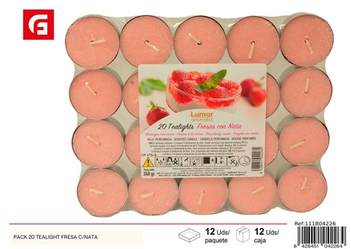 [111804226] Pack de 20 velas tealight de fresa con nata - Velas aromáticas