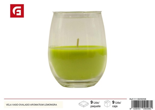 [111809098] Vela en vaso ovalado Aromatium Lemongrass para ambientar