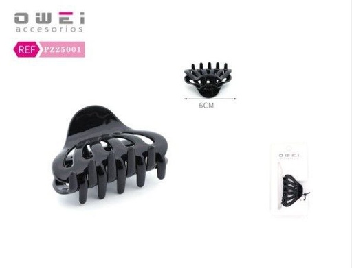 [8428947250012] Pinza negra 6 cm 12 pz - Accesorios para peinado