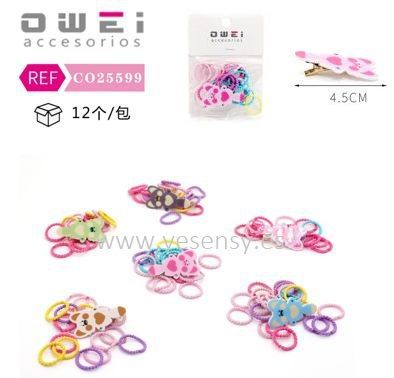 [8428947255994] Set de gomas y clips para niñas 12/u CO25599 para cabello